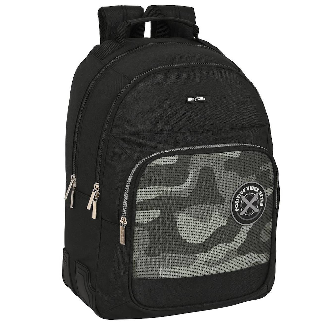 Sac À Dos Safta Stone – 2 Compartiments Zippés 42 X 32 X 15 Cm Noir