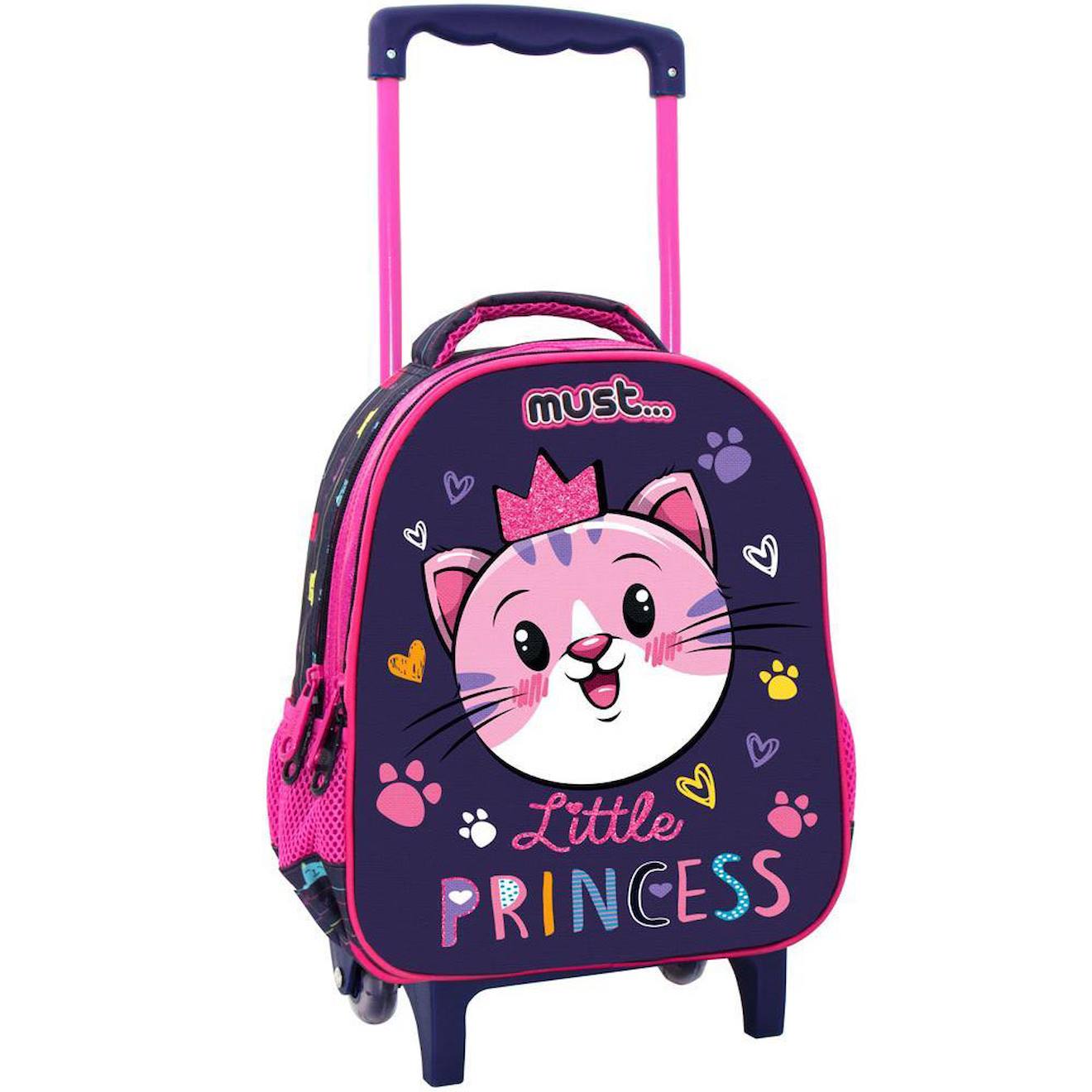 Sac À Dos À Roulettes Maternelle Fille Chat Little Princess - Trolley - Compact - Little Princess Rose