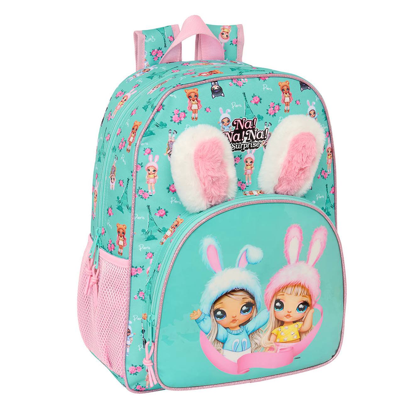 Sac À Dos Enfant Fille En Tissu Imprimé Cartoon Oreilles De Lapin Na ! Na ! Na ! Surprise Bleu / Vert / Clair / Bleu