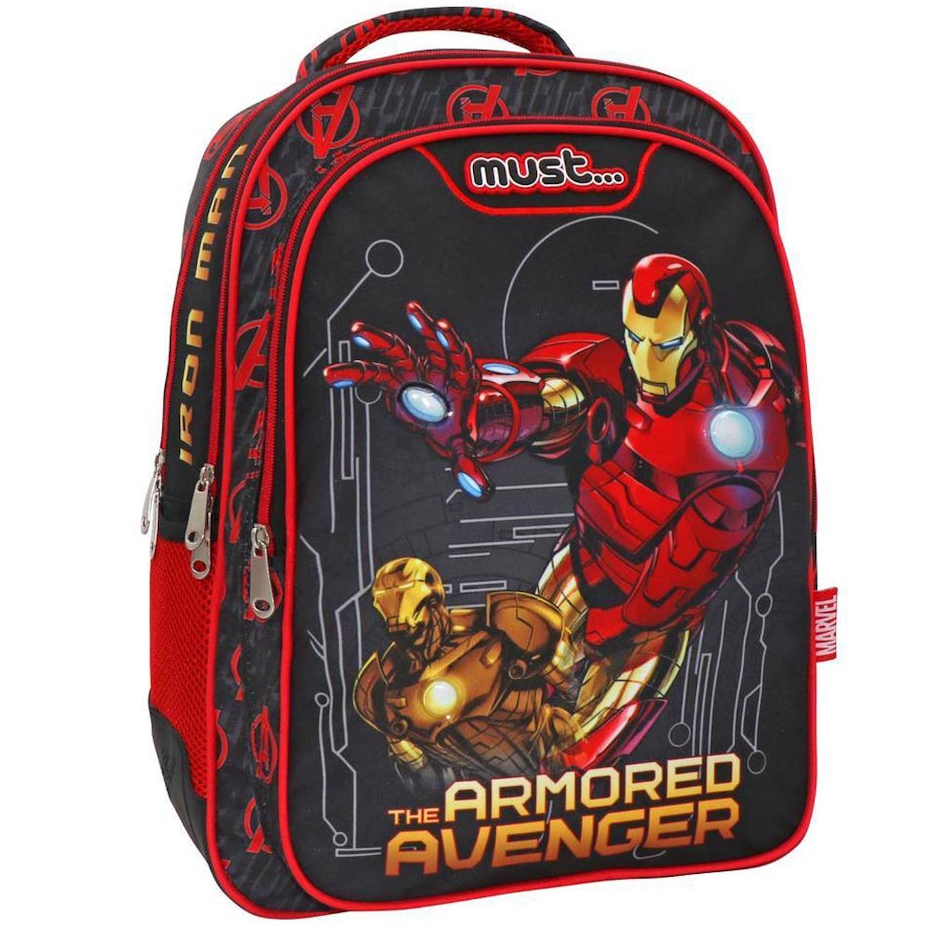Sac À Dos Garçon Avengers Iron Man Imprimé Polyester Armuré Noir / Rouge / Gris