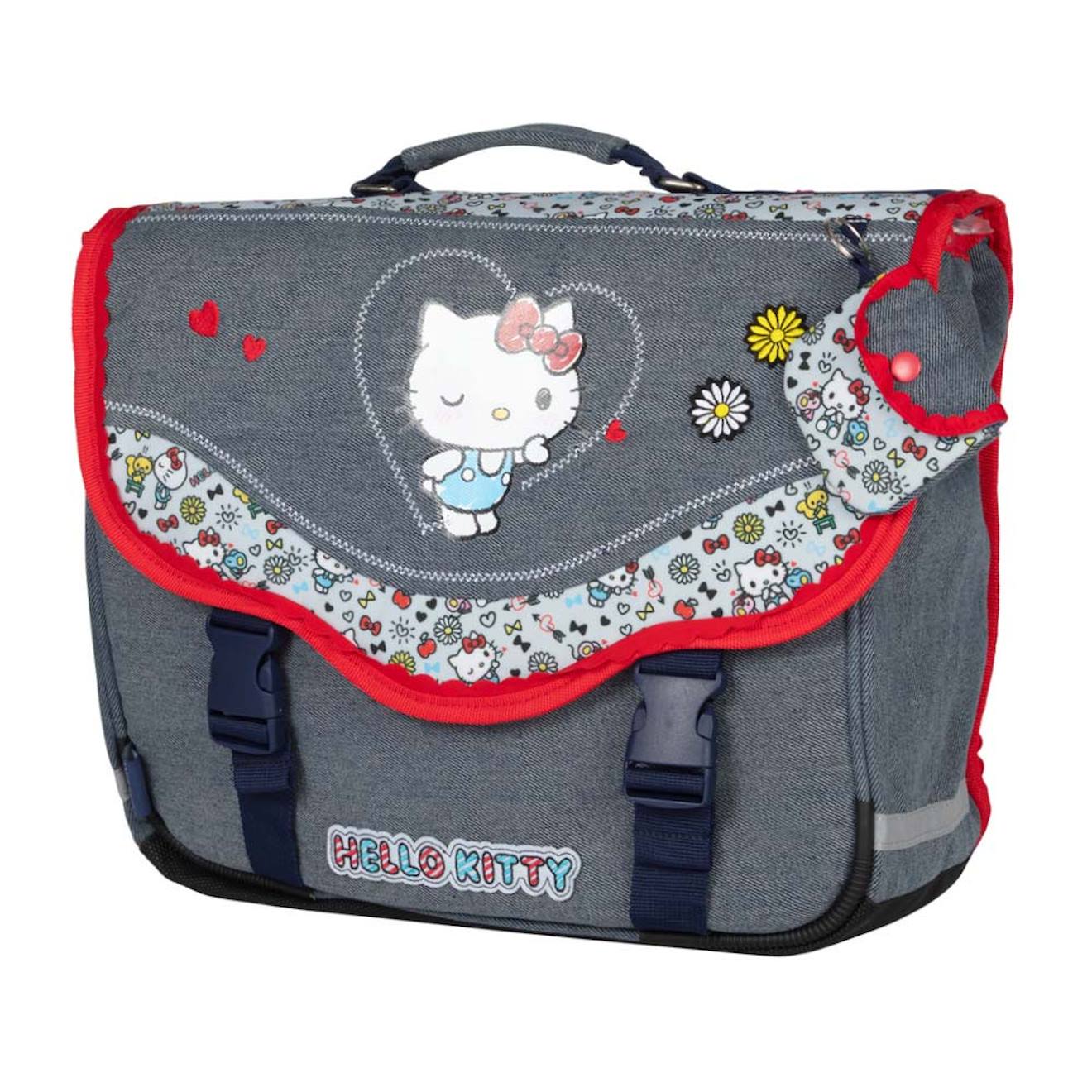 Hello Kitty - Cartable Scolaire 38 Cm Kiss Kiss - Gris/rouge - 2 Compartiments - Primaire Gris