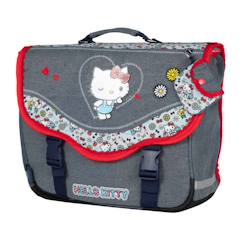-Hello kitty - cartable scolaire 38 cm kiss kiss - gris/rouge - 2 compartiments - primaire