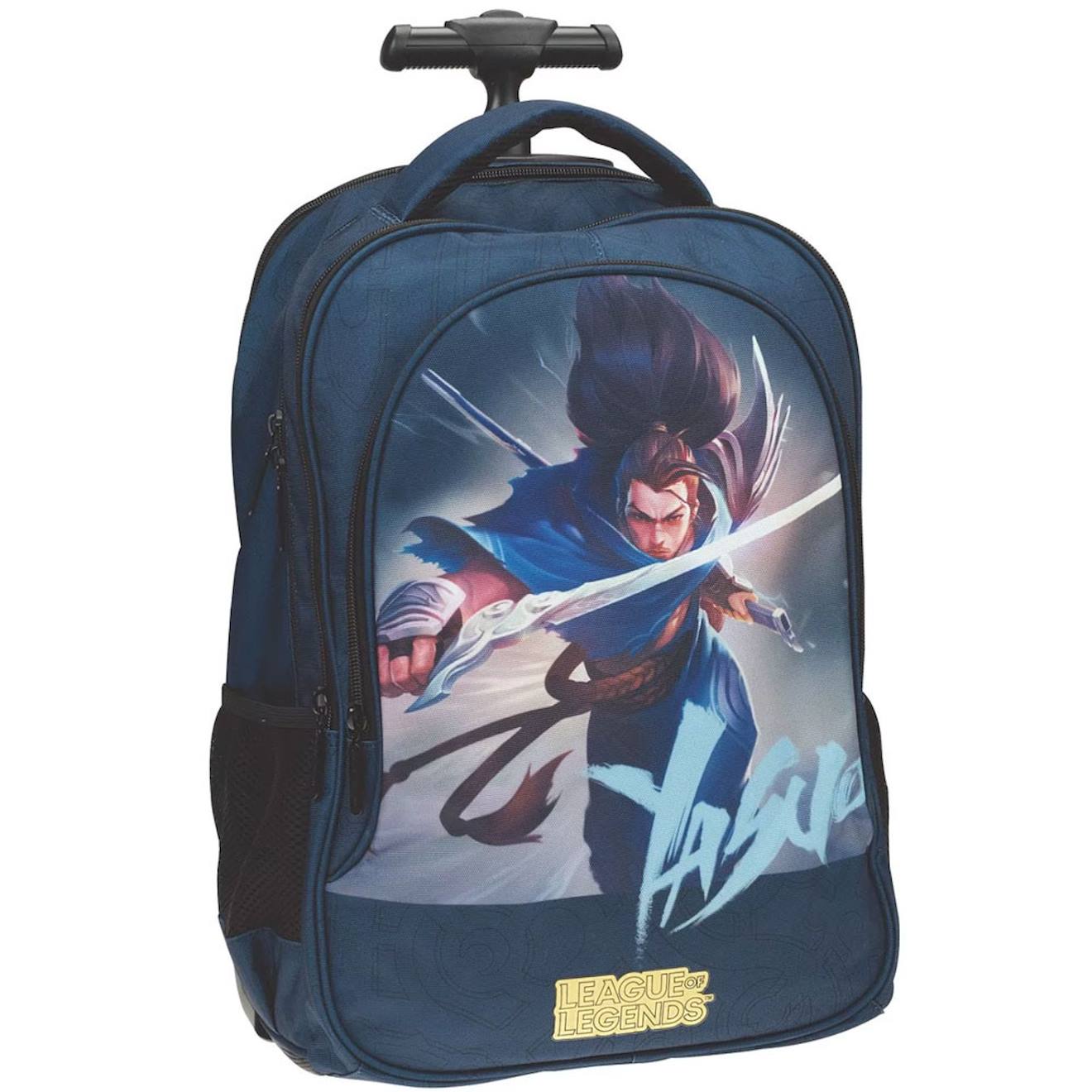 Cartable À Roulettes Garçon Imprimé League Of Legends Yasuo Textile Bleu Marine