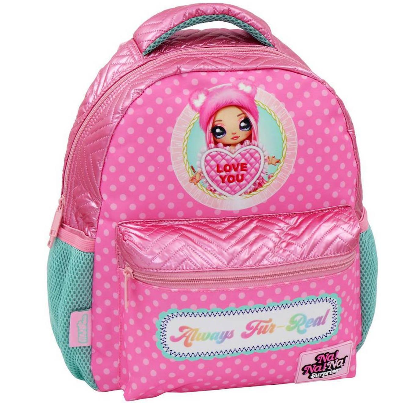 Sac À Dos Maternelle Fille Matelassé Pailleté Nanana Blanc / Rose / Clair / Bleu