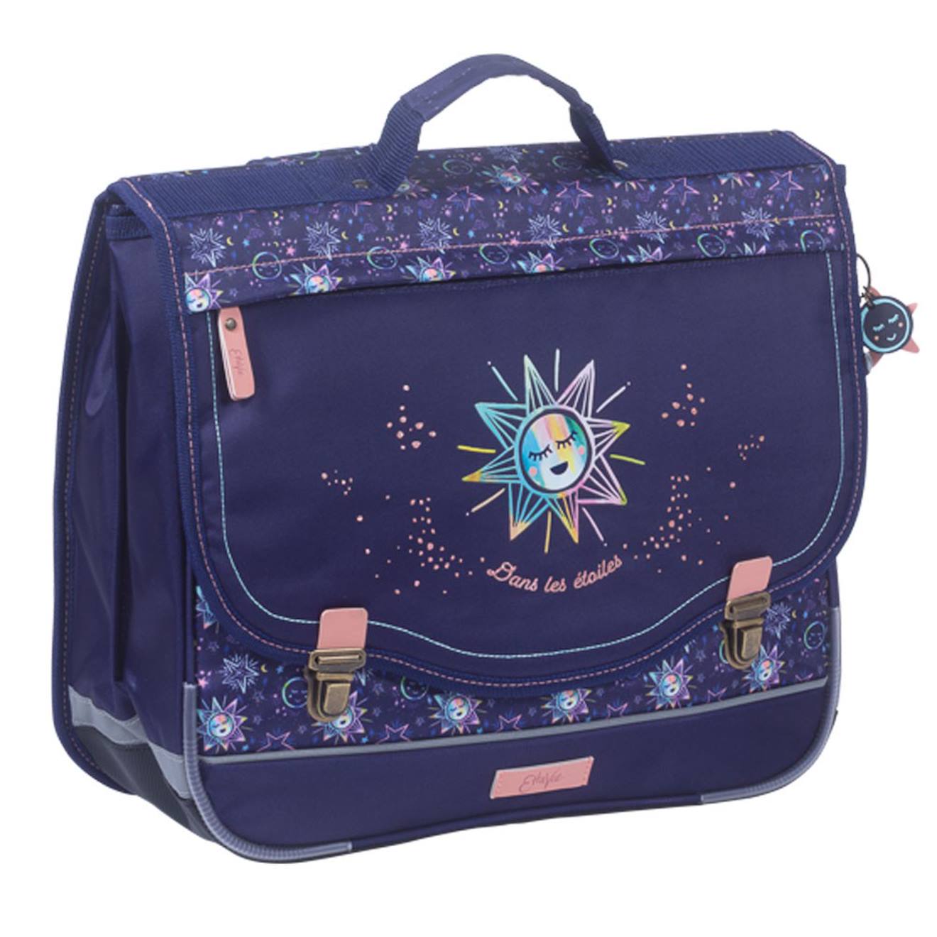 Ettavee- Cartable Scolaire 38 Cm Moon - Fille - Bleu Nuit - 2 Compartiments Bleu
