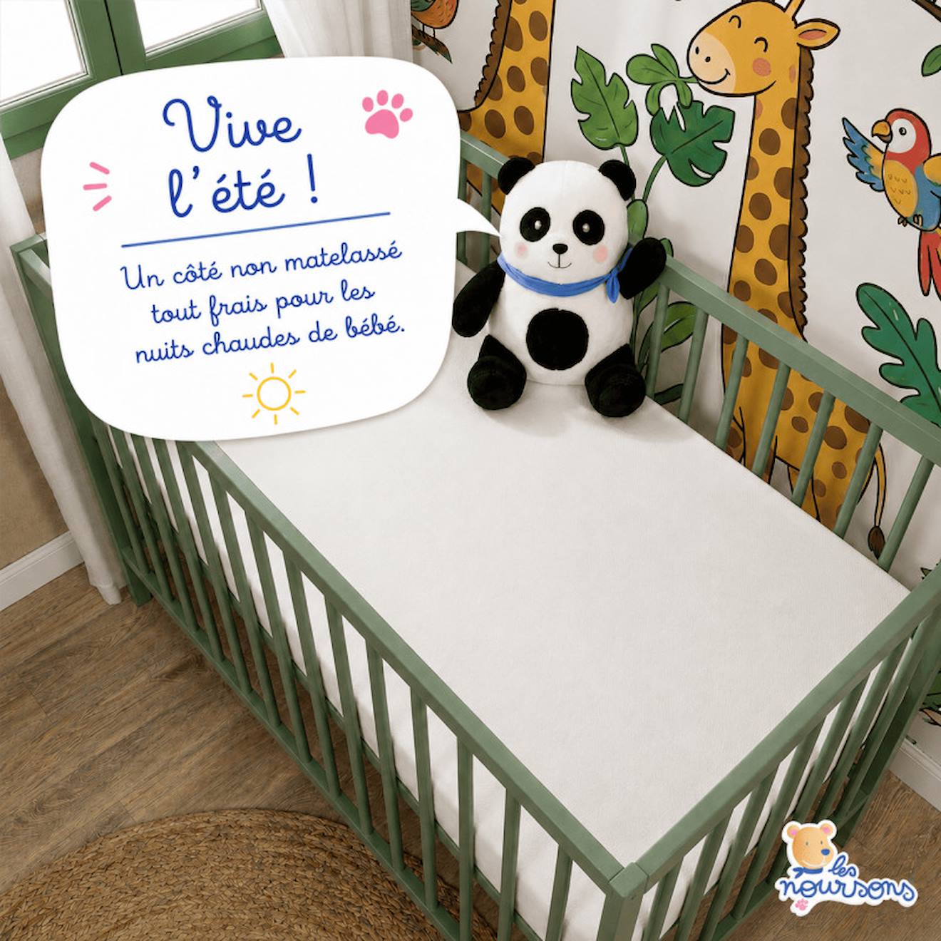 Matelas Bébé Bamboo Blanc (Les Noursons) - Image 2
