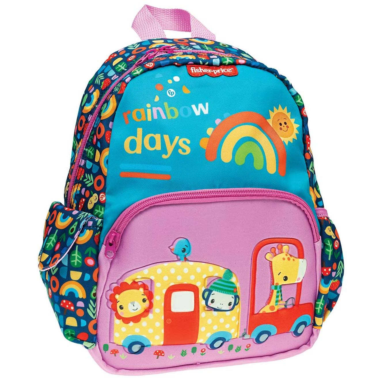 Sac À Dos Maternelle Fille Imprimé Arc-en-ciel En Tissu Synthétique Fisher-price Bleu / Rose / Clair / Gris