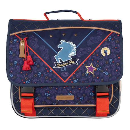 Fille-Cartable toile imperméable motif cheval stalla bianca 38 cm