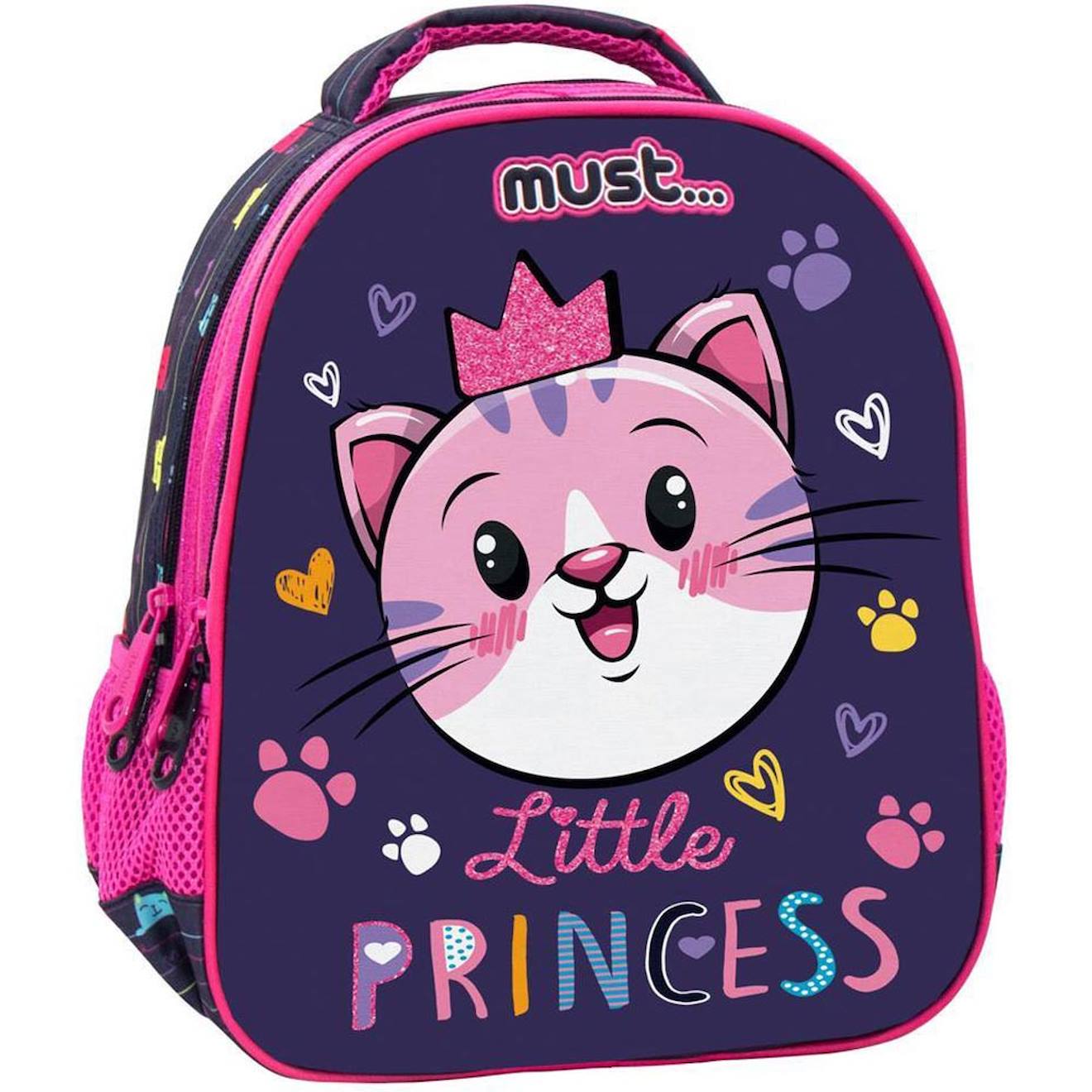 Sac À Dos Maternelle Fille La Boutique Des Toons Motif Chat Couronne Pailletée Noir / Violet / Bleu