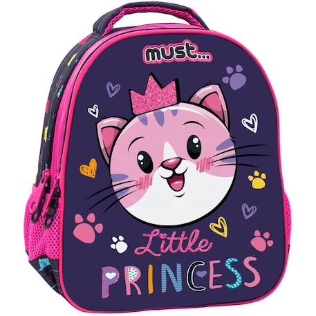 Fille-Sac à dos maternelle la boutique des toons motif chat couronne pailletée