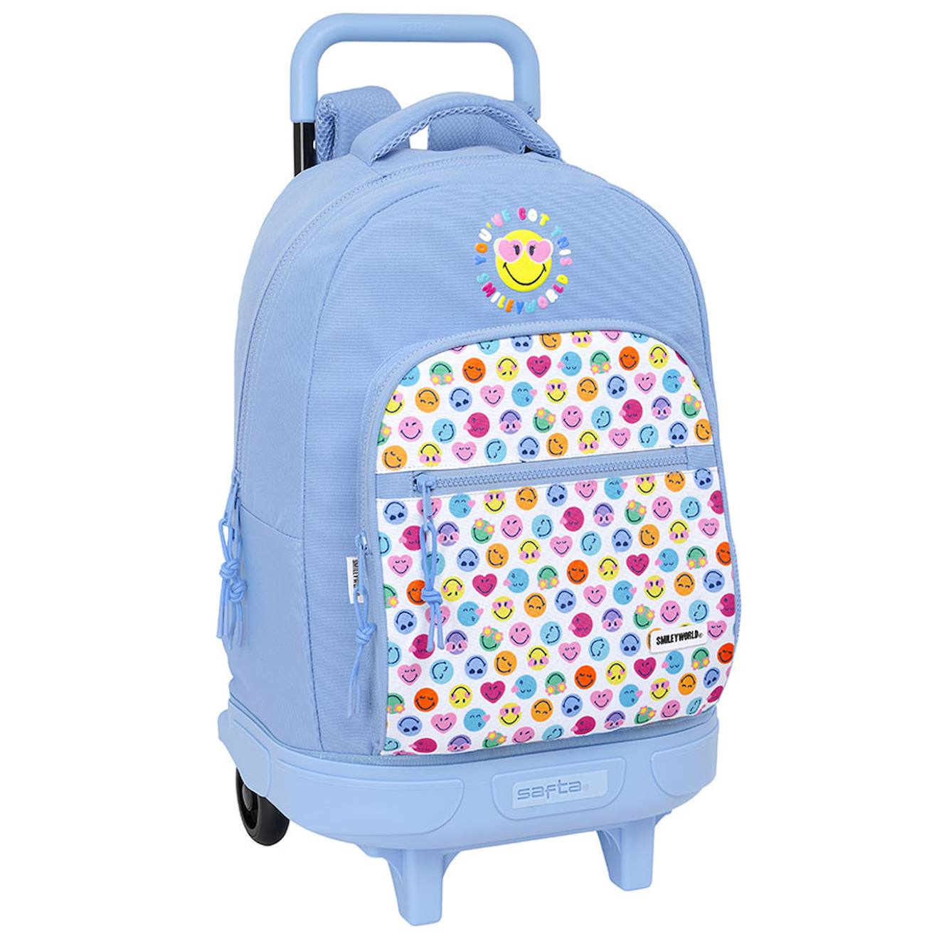 Sac À Dos À Roulettes Fille - Smiley World - Trolley Haut De Gamme Multicolore