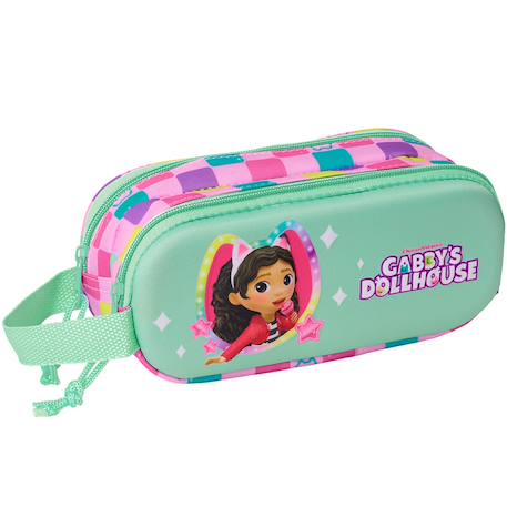 Fille-Accessoires-Fourniture scolaire-Trousse double 3d motif glace en tissu