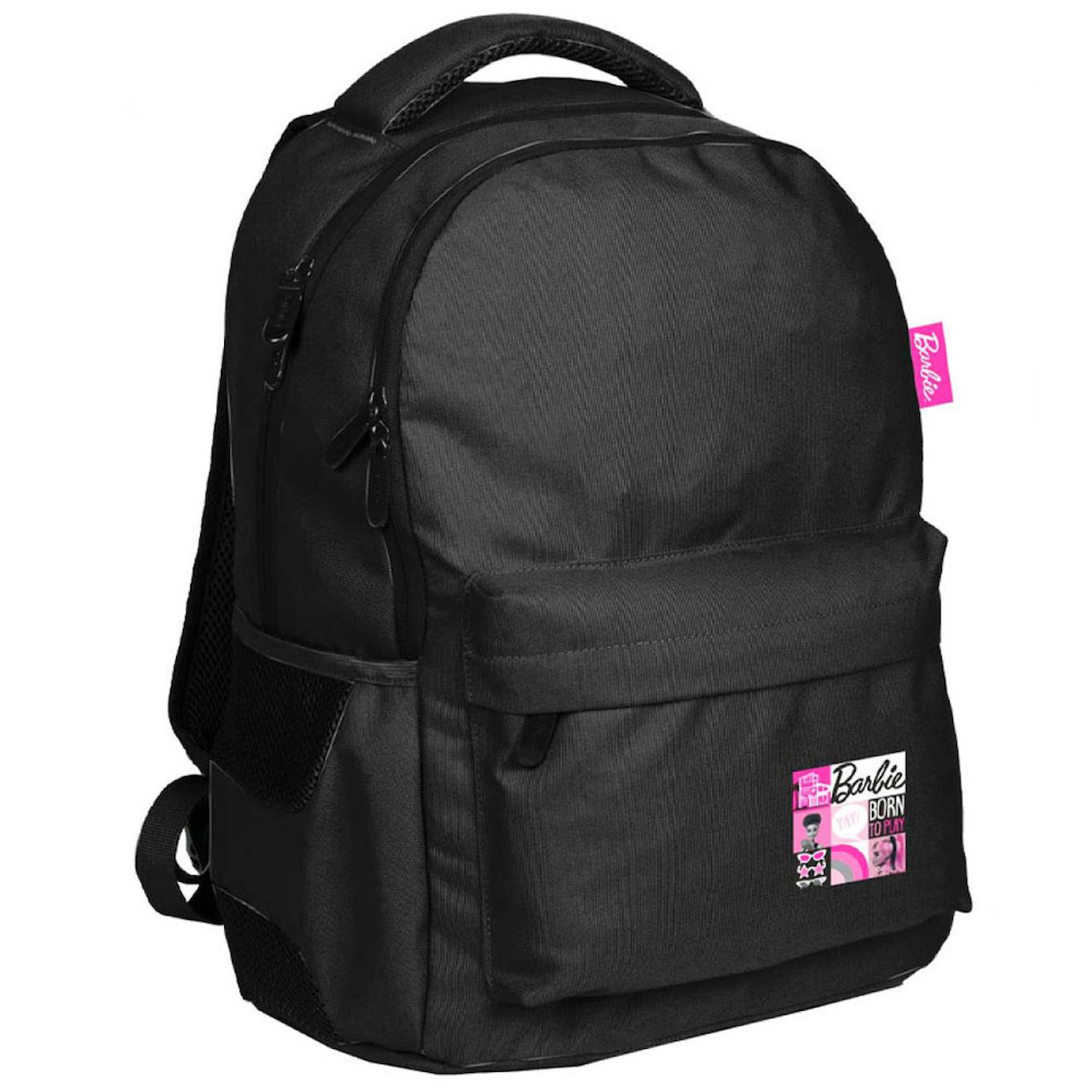 Sac À Dos Fille 2 Compartiments Barbie born To Play 41 Cm Noir / Rose