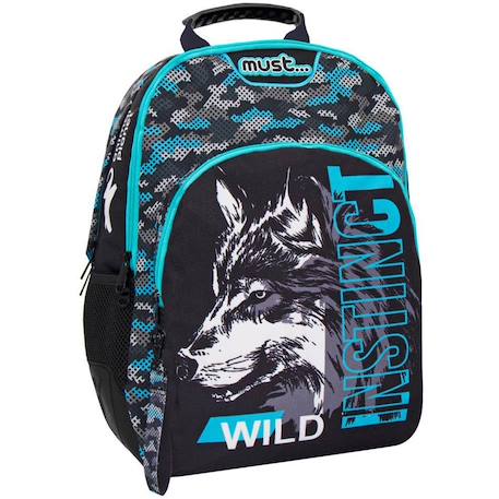 Sac à dos 45 cm animal planet à motif loup 3 compartiments  - vertbaudet enfant