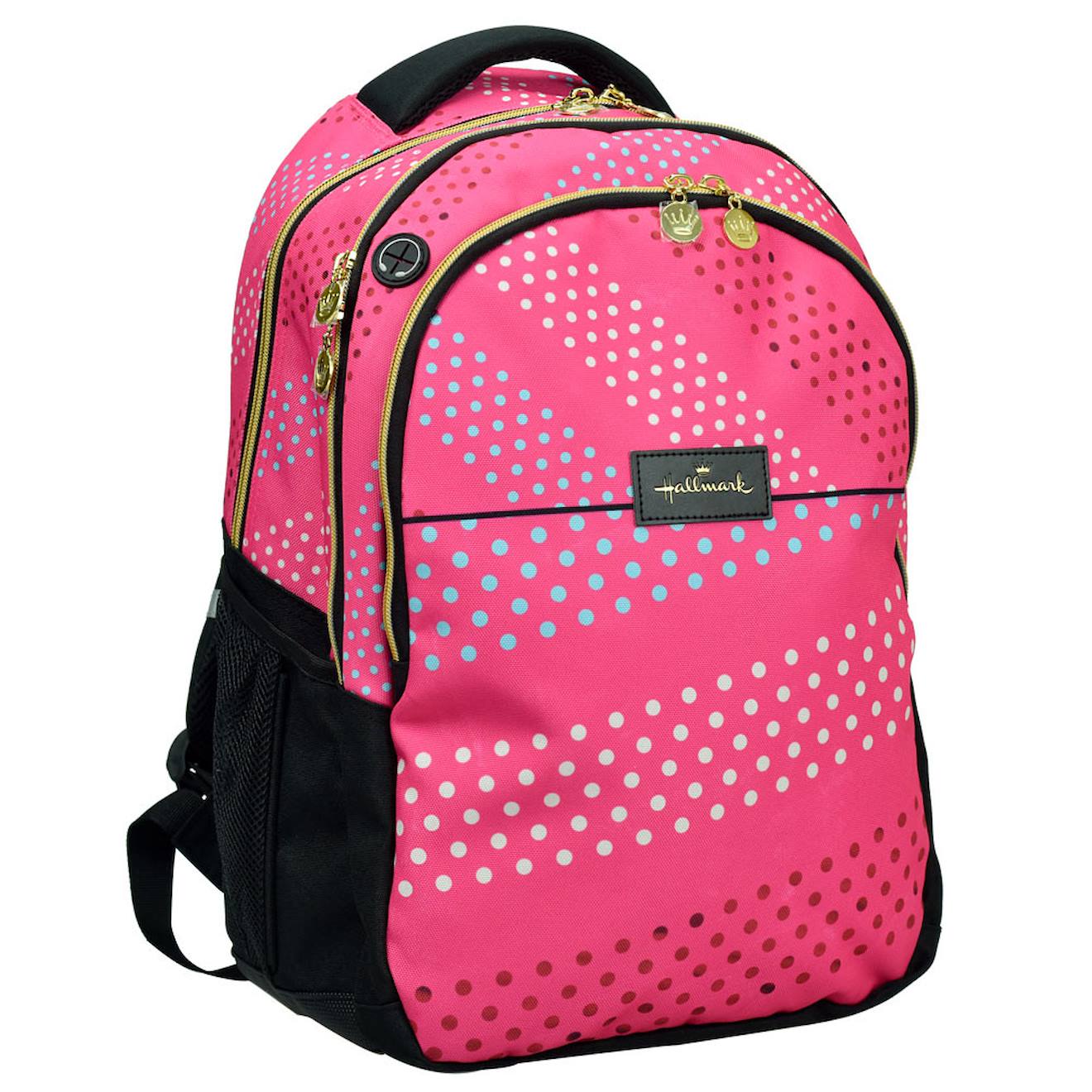 Sac À Dos Scolaire Fille Motif À Pois En Nylon/polyester Hallmark Blanc / Rose / Gris