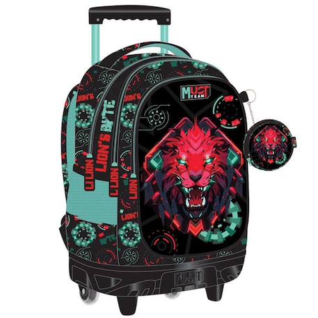 Garçon-Accessoires-Sac à dos chariot 3 compartiments zippés motif lion – must team