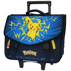 -Cartable à roulettes garçon pikachu pokémon 2 compartiments 41 cm