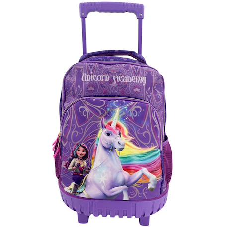 Sac à dos à roulettes scolaire - finitions licorne - lécole des licornes  - vertbaudet enfant
