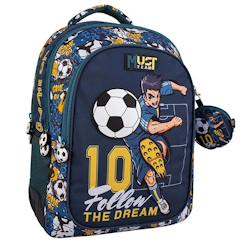 -Sac à dos enfant garçon football follow the dream 2 compartiments 43 cm