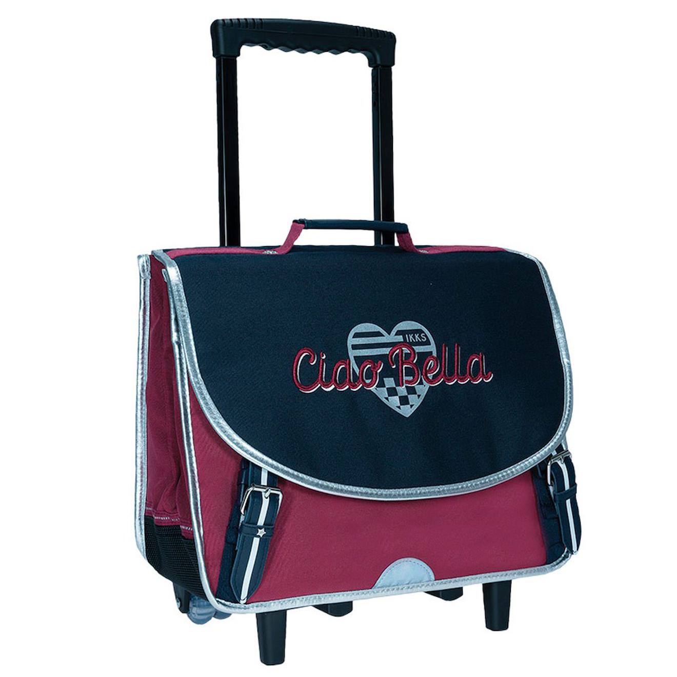 Cartable À Roulettes Fille Textile Avec Poignée Télescopique Ikks Bleu Marine/gris Froid