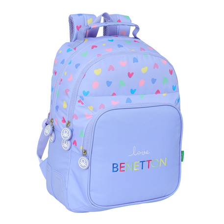 Sac à dos enfant benetton lilas à cœurs 42x32x15 cm  - vertbaudet enfant