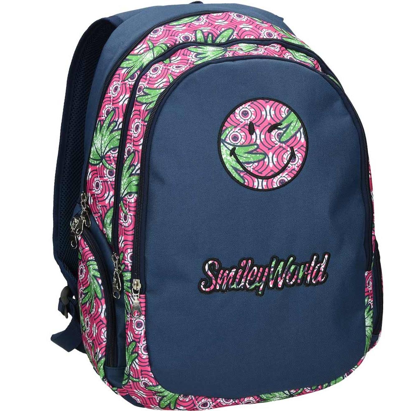 Sac À Dos Scolaire Fille Smiley World Motif Et 44 Cm Vert/bleu/rose