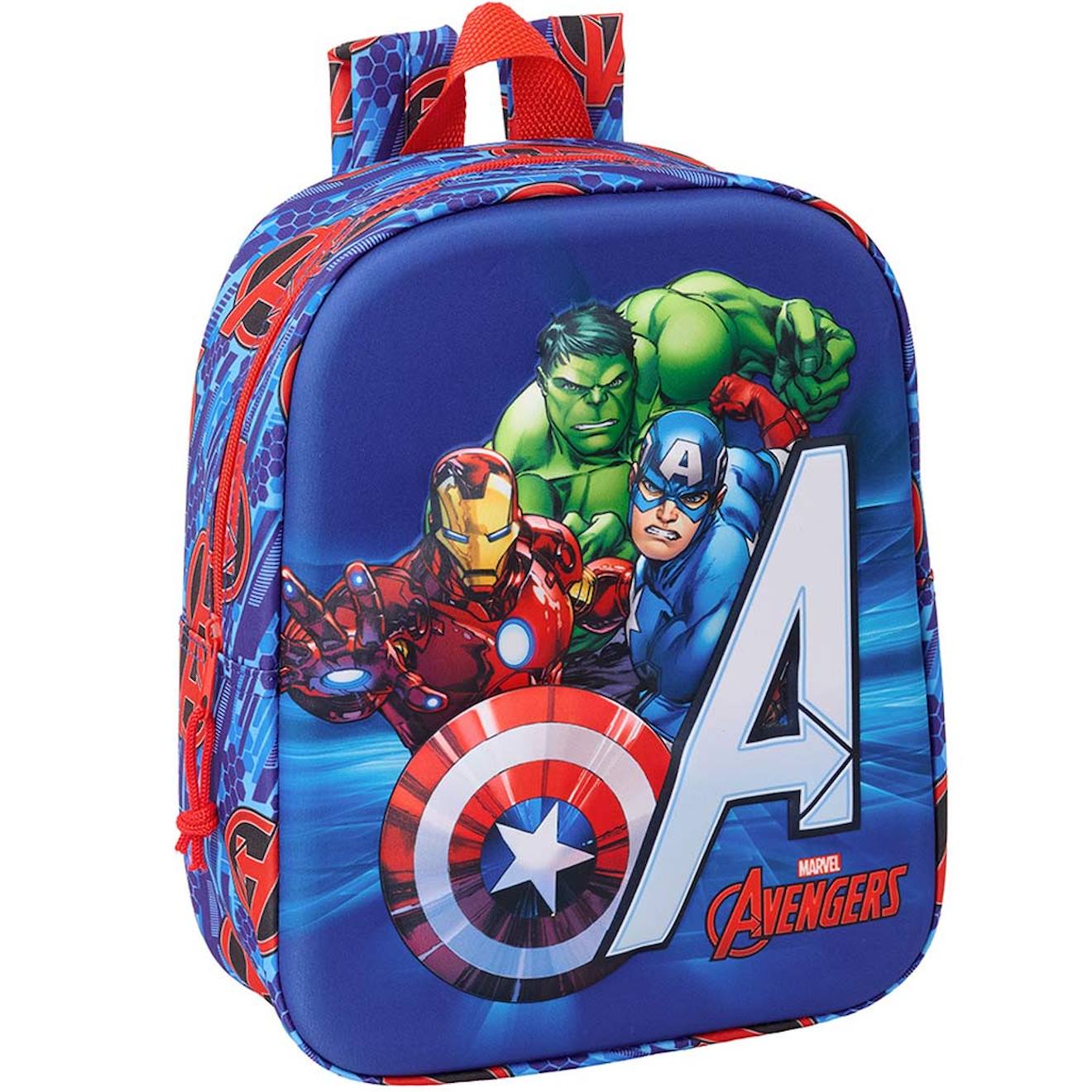 Cartable Préscolaire Garçon Safta Avengers 3d Panneau Moulé Imprimé Bleu / Rouge