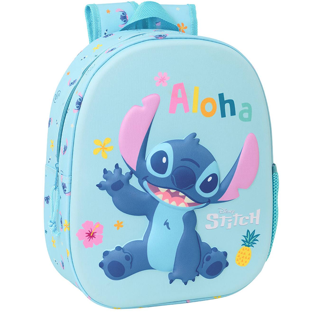 Sac À Dos Maternelle Fille Stitch Aloha Avec Bretelles Réglables 30 Cm Bleu / Multicolore