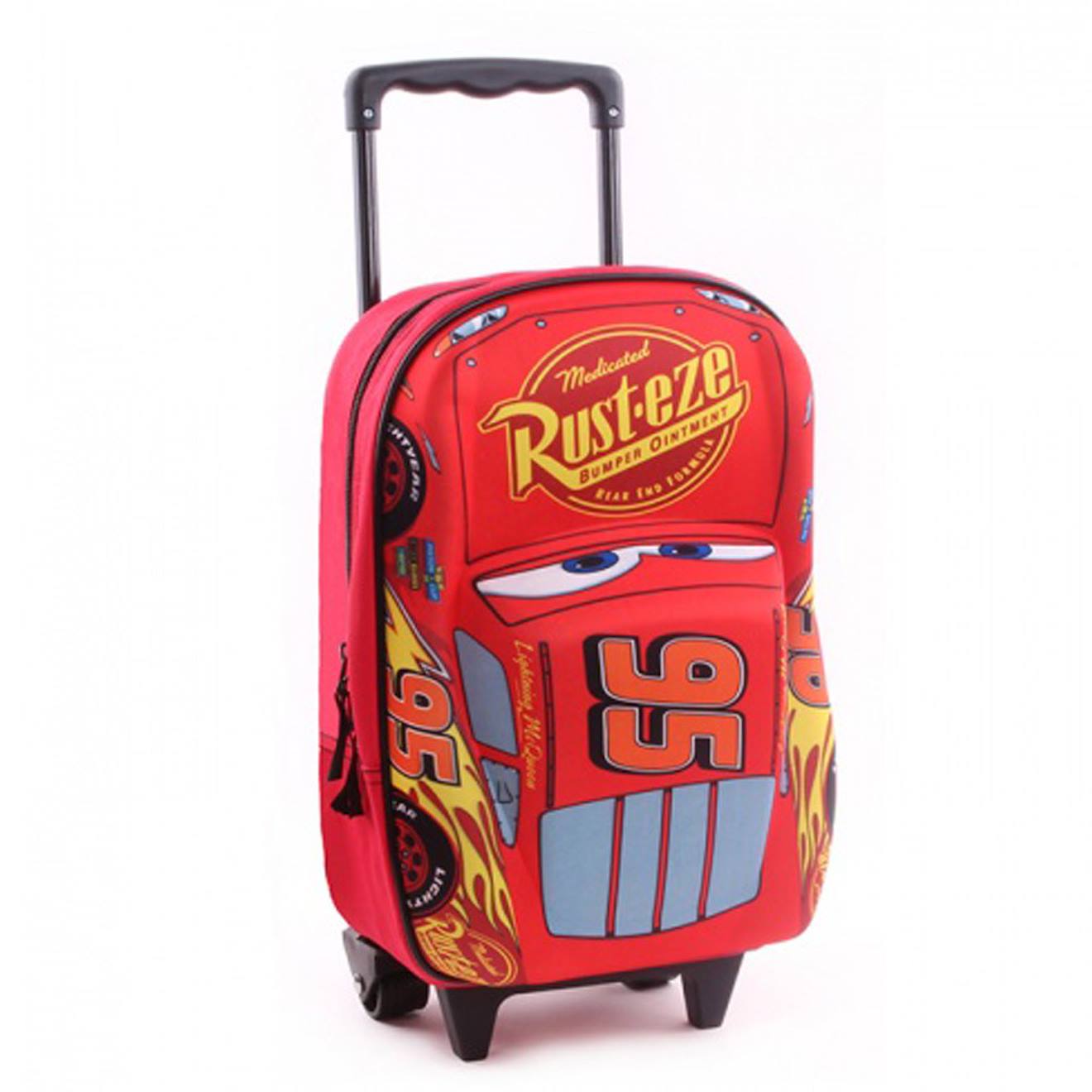 Trolley Garçon 3d Cars Lightning Mcqueen En Polyester Sac À Dos Roulettes Rouge