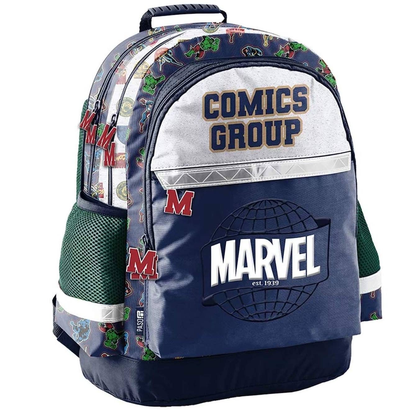 Sac À Dos Garçon Solaire Marvel Comics Group À 2 Compartiments 41 Cm Bleu / Vert / Gris