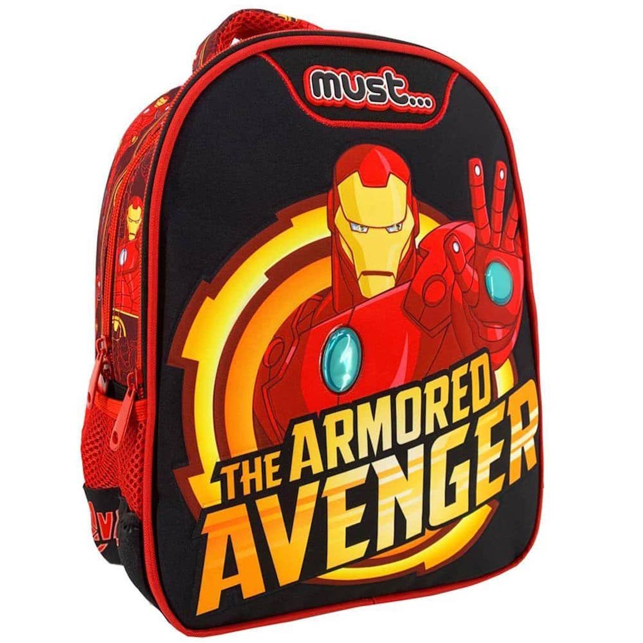 Sac À Dos Maternelle Iron Man Avengers Must – 31 Cm – 4 Led Noir / Rouge