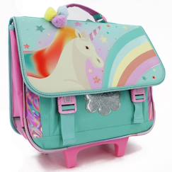 -Trolley scolaire fille motif licorne base plastique