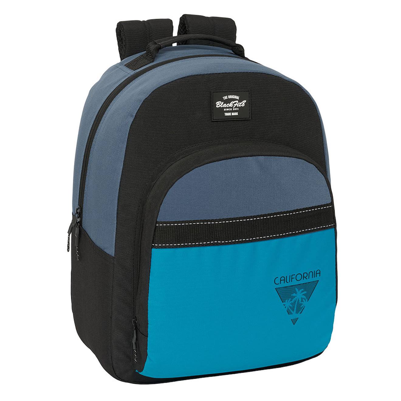 Sac À Dos Scolaire Blackfit8 California 42 Cm À 2 Zips Noir / Bleu / Marine / Gris