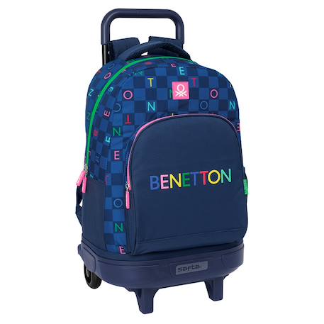 Sac à dos trolley benetton damero à roues amovible 45x33x22 cm  - vertbaudet enfant