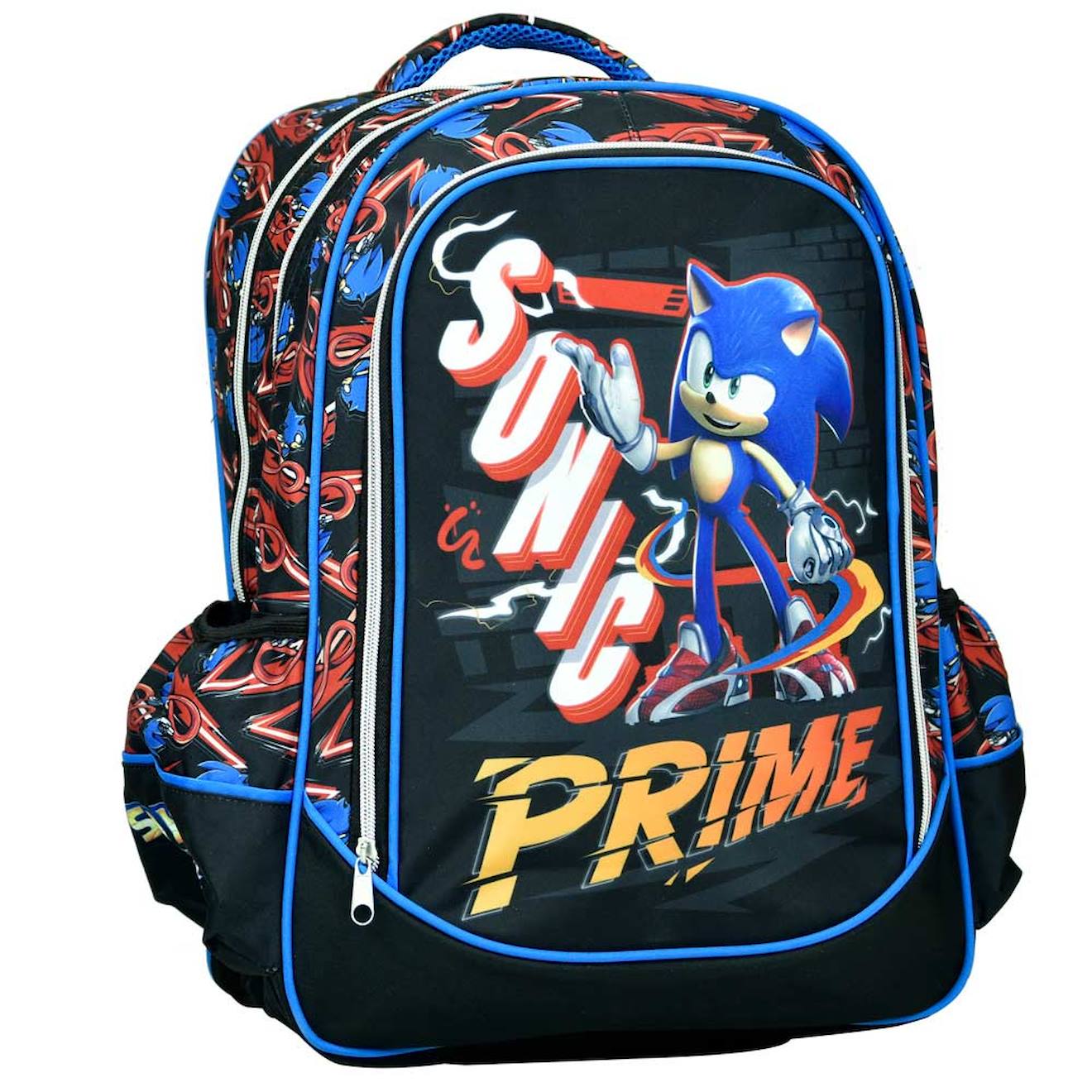 Sac À Dos Scolaire Garçon Sonic Prime Imprimé Personnage 2 Compartiments Bleu / Rouge / Blanc