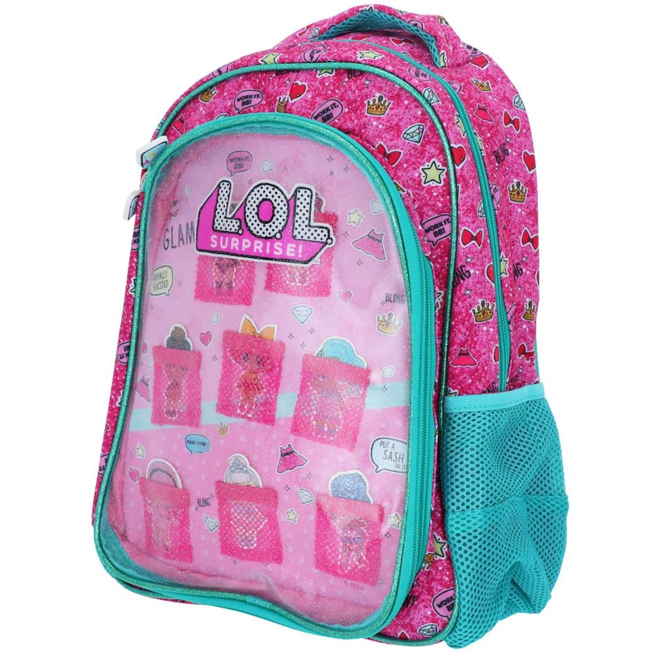 Sac À Dos Scolaire Fille Pvc Pailleté Lol Surprise Rose