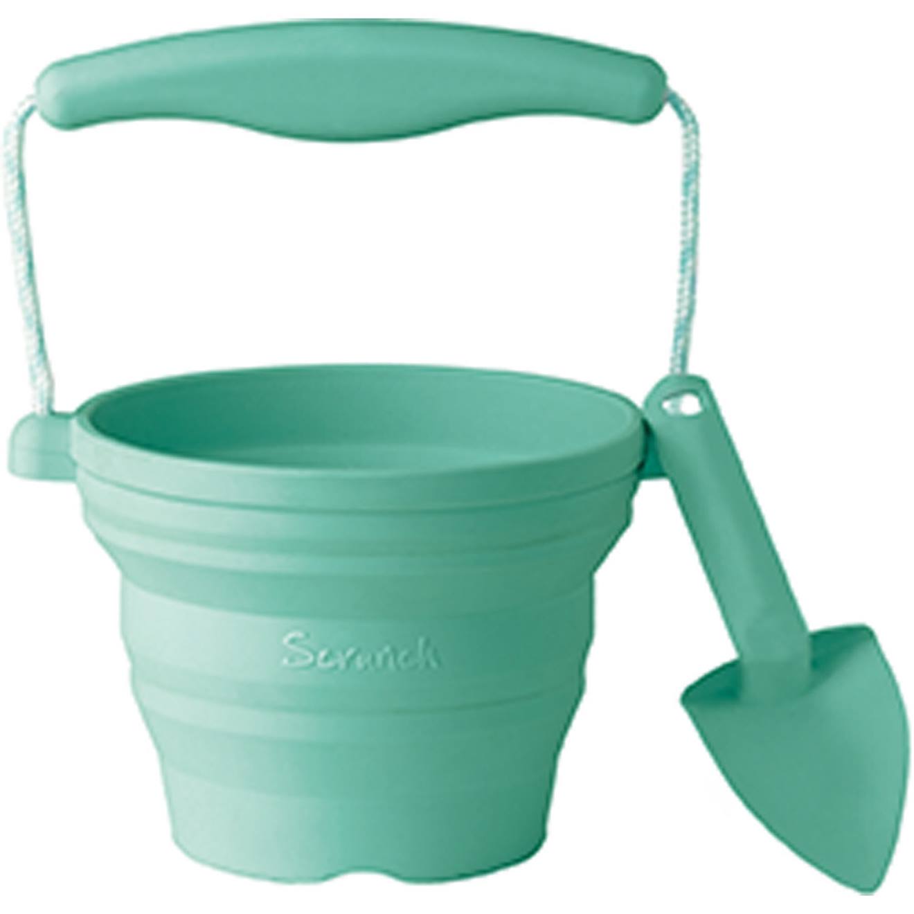 Seau Pliable En Silicone Avec Truelle – Jouet De Jardin Et De Plage Souple Et Coloré Vert Menthe
