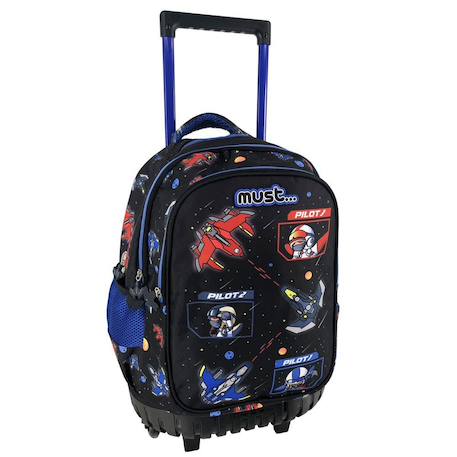 Sac à dos chariot à roulettes space battle 3 compartiments zippés 45 cm  - vertbaudet enfant