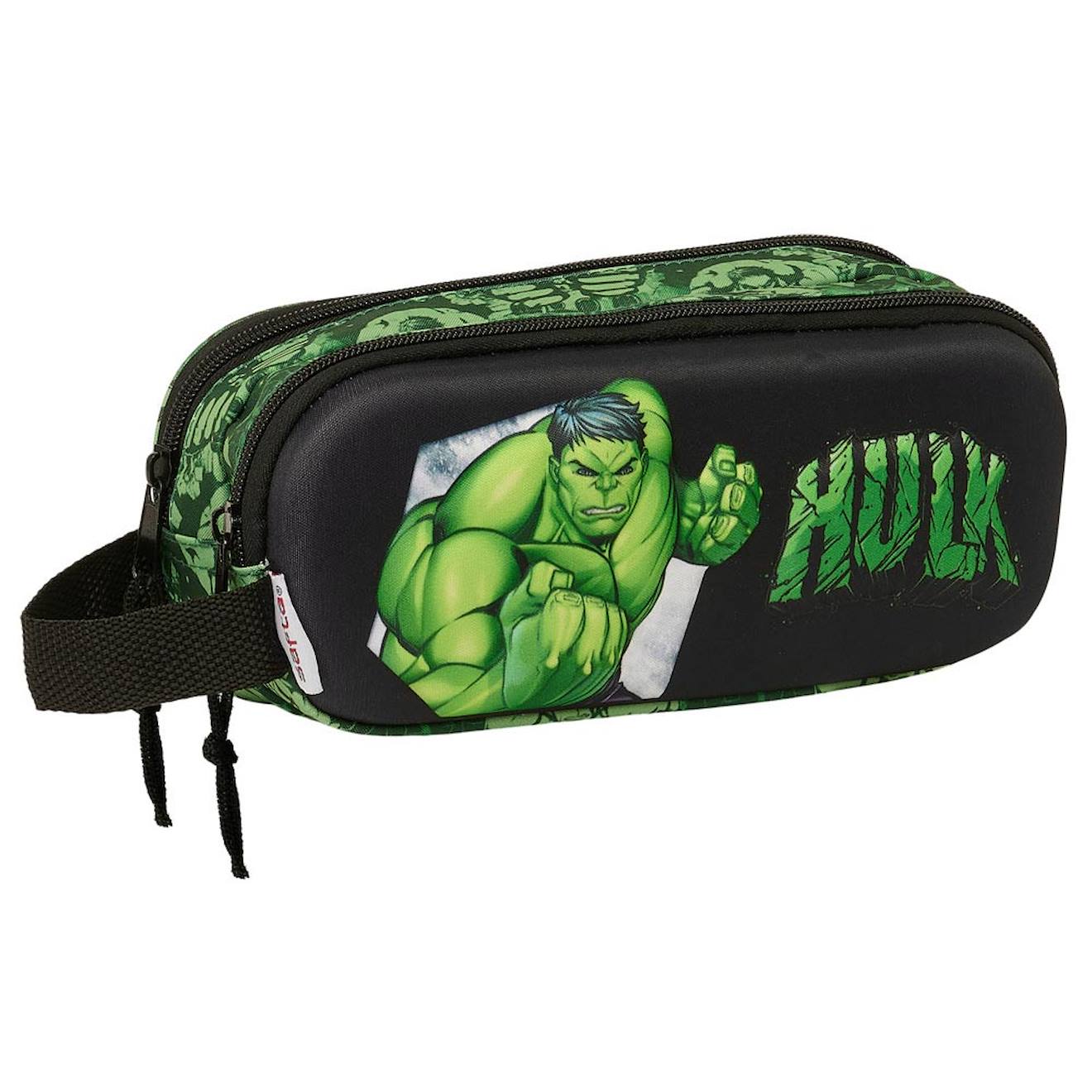 Trousse Scolaire Garçon Avengers Safta Hulk 3d En Textile Noir / Vert