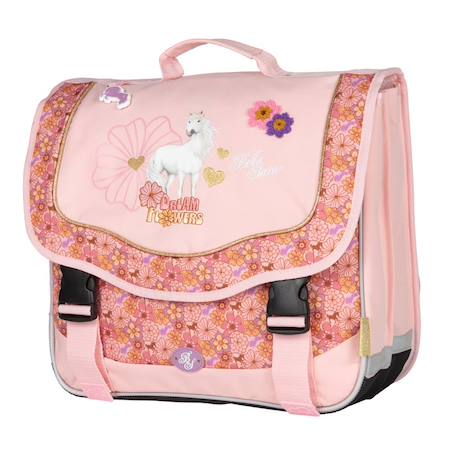 Cartable 38 cm dream and flowers - 2 compartiments à fermeture éclair  - vertbaudet enfant