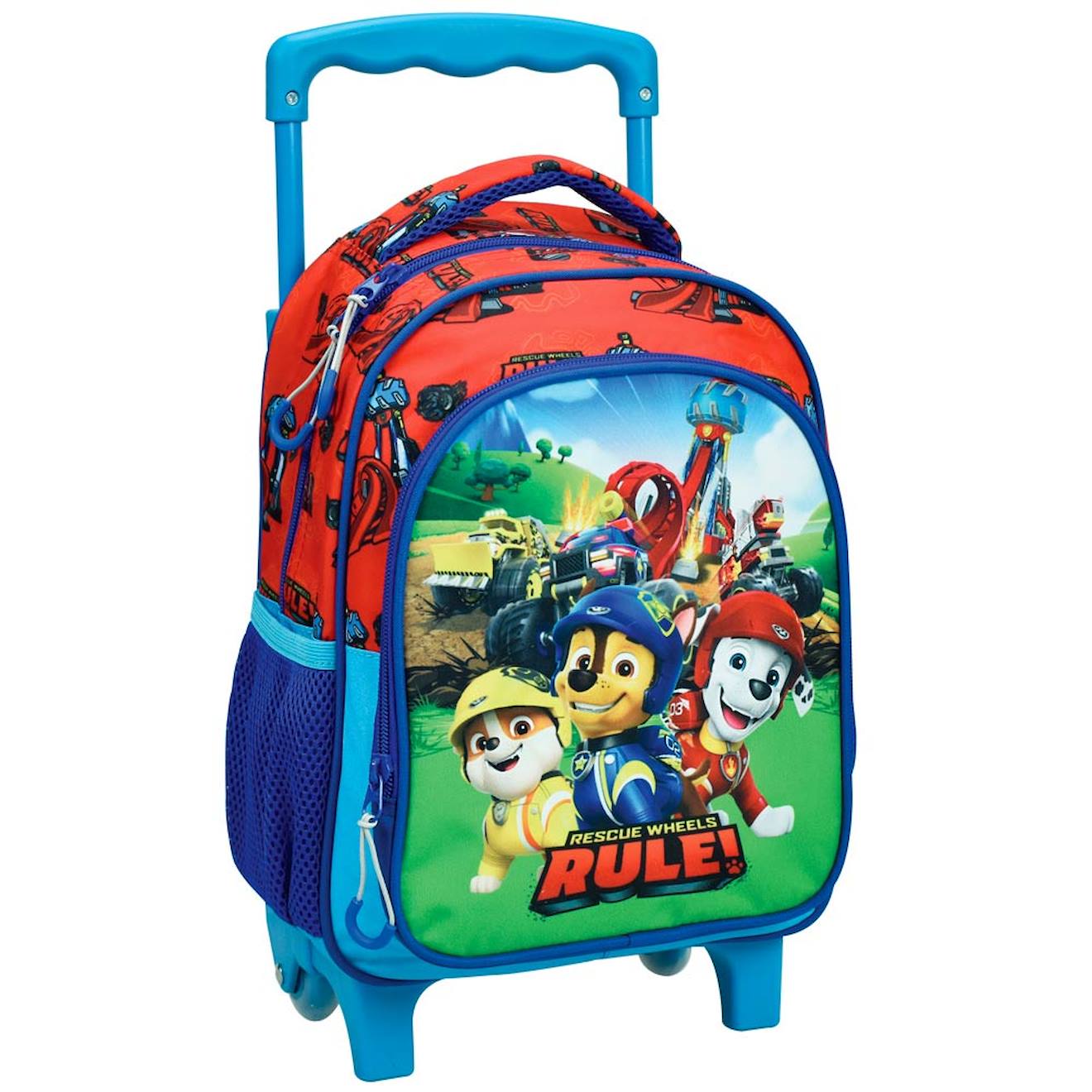 Sac Garçon Trolley Maternelle Rescue Wheels Pat Patrouille 30 Cm Bleu / Rouge