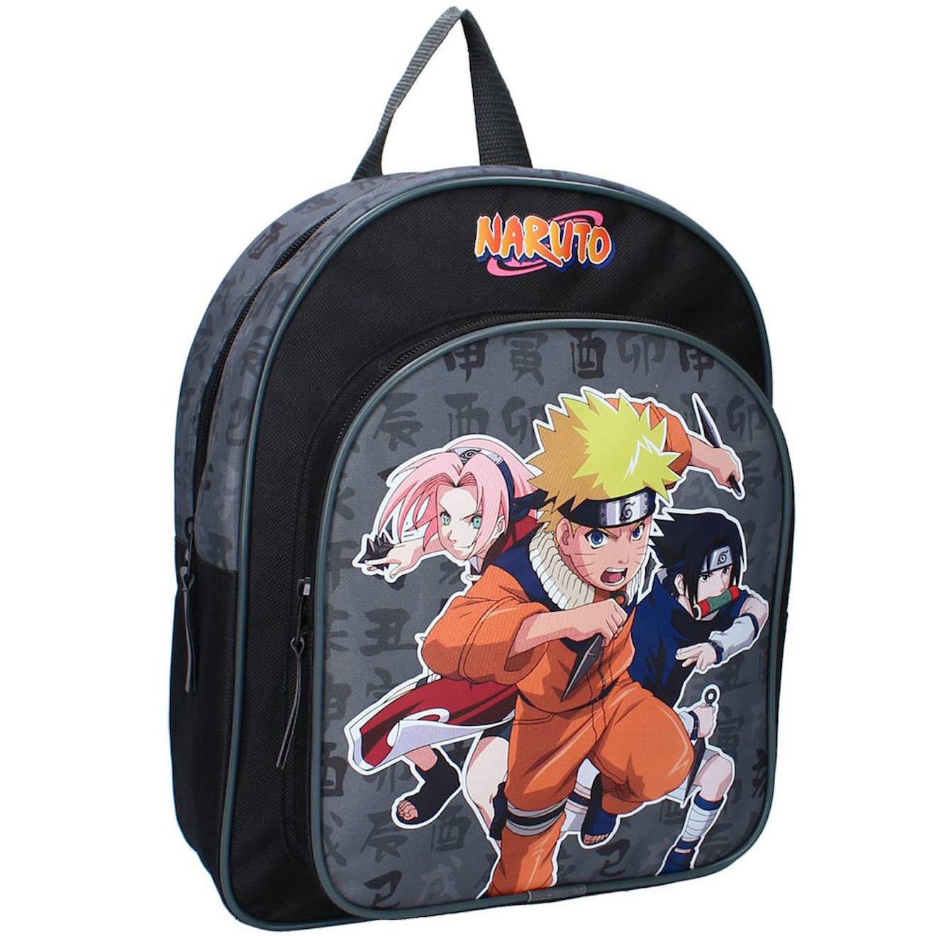 Sac À Dos Maternelle Garçon Imprimé Naruto En Tissu Résistant Noir / Gris