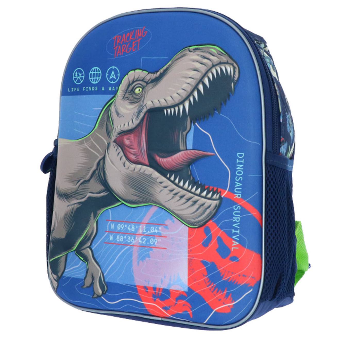 Sac À Dos Maternelle Garçon T?rex 3d En Matériaux Résistants Bleu Marine/orange Fluo