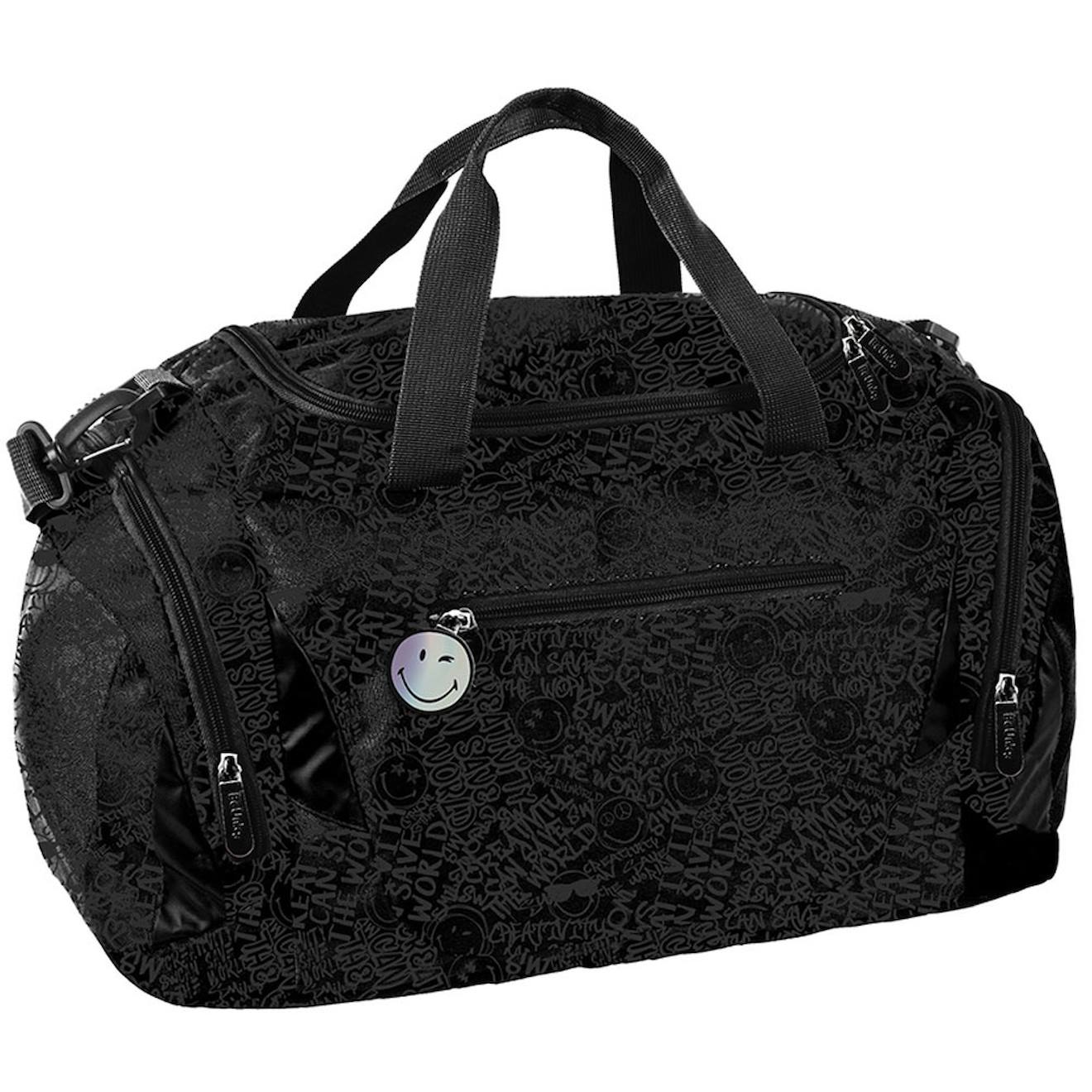 Sac De Sport Avec Bandoulière Smiley World 44 Cm - Qualité Premium Noir