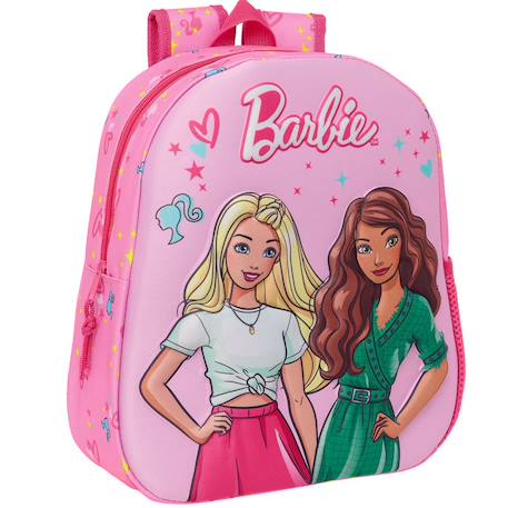 Fille-Accessoires-Fourniture scolaire-Sac à dos maternelle fille barbie face 3d moulée polyester 33 cm bretelles rembourrées