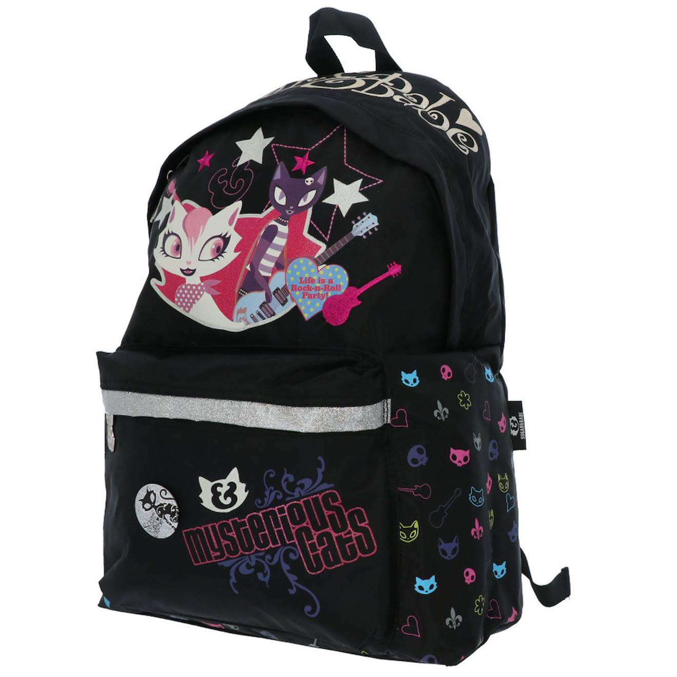 Sac À Dos Scolaire Fille Sugar & Babe Mysterious Cats Pop-rock 45 Cm Noir / Blanc / Gris