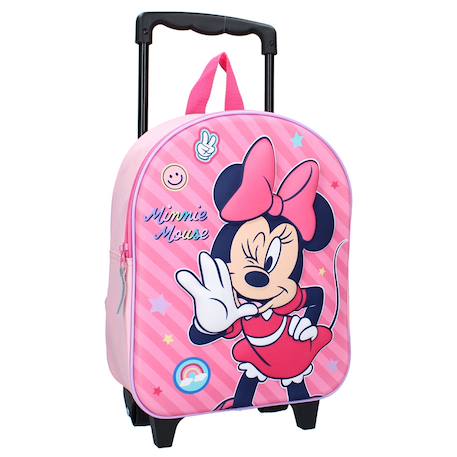 Fille-Sac à dos à roulettes minnie mouse 3d maternelle 32 cm