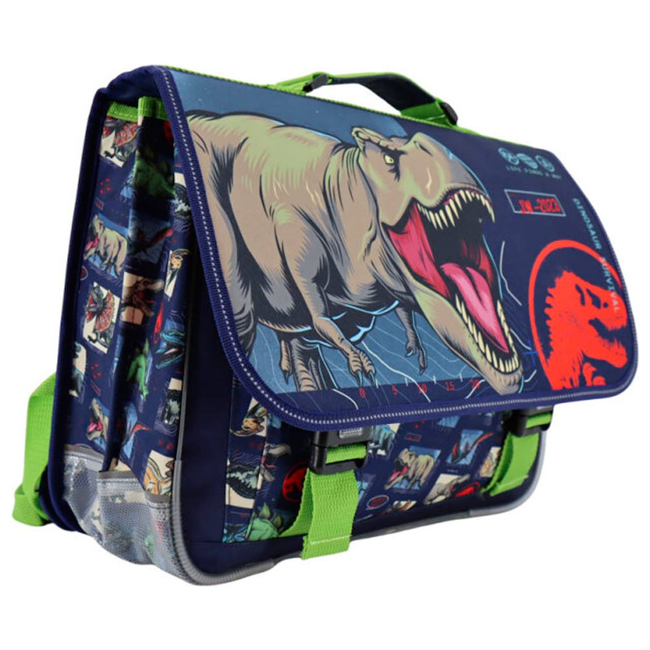 Sac À Dos Scolaire Garçon Jurassic World Polyester Imprimé Dinosaures Bleu / Bleu / Ciel / Blanc