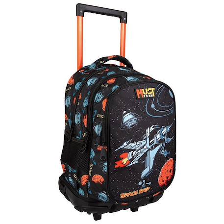 Garçon-Accessoires-Sac à roulettes scolaire garçon 3 compartiments vaisseau spatial 45 cm