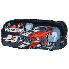 Jouet-Matériel scolaire-Trousse double compartiment textile imprimée voiture de course